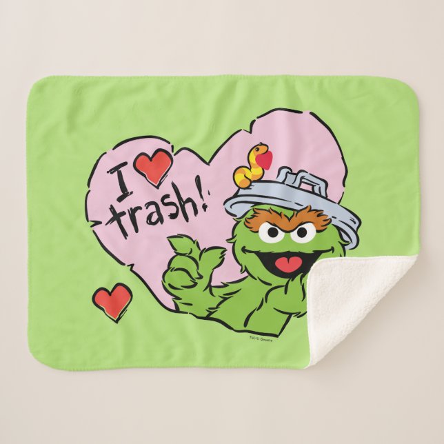 Cobertor Sherpa Namorados Oscar "I Love Trash" (Frente (Horizontal))