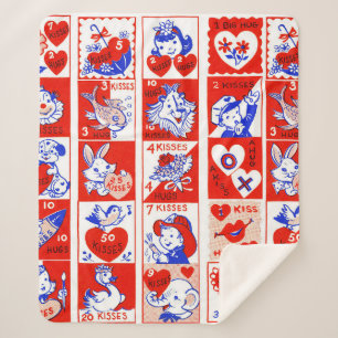 Cobertor Sherpa Namorados Retro Love Hugs Padrão de Corte