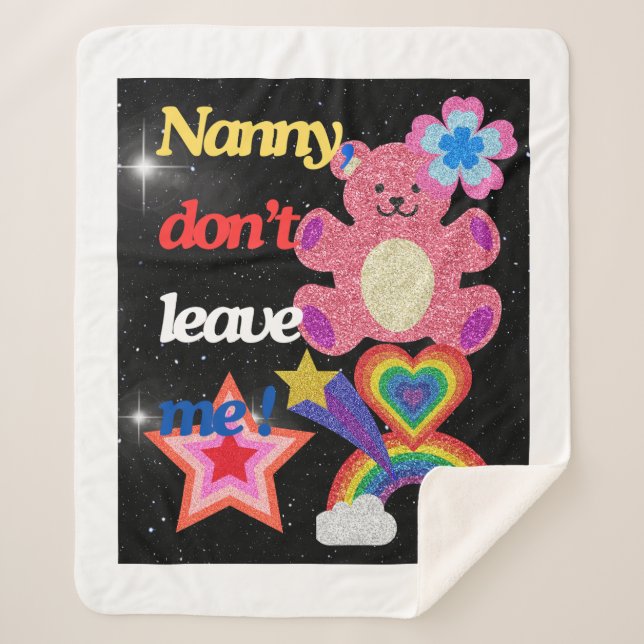 Cobertor Sherpa Nanny, não me deixe! (Frente)