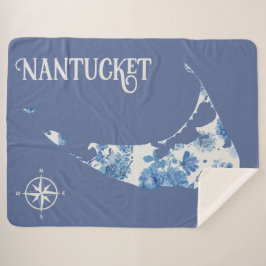 Cobertor Sherpa Nantucket azul e branco Sherpa Blanket