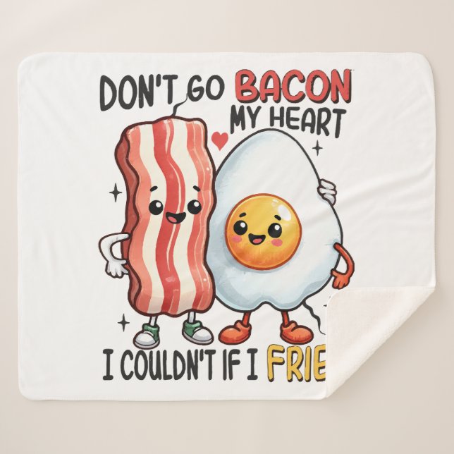 Cobertor Sherpa Não Deixe o Bacon Meu Coração (Frente (Horizontal))
