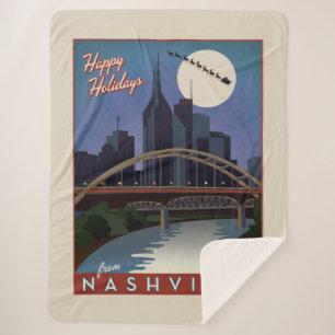 Cobertor Sherpa Nashville Skyline