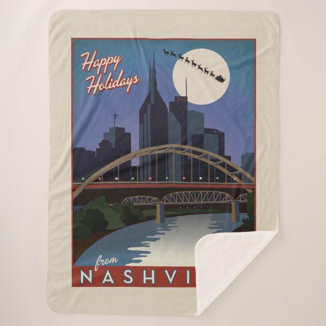 Cobertor Sherpa Nashville Skyline (Frente)