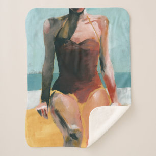 Cobertor Sherpa Natação de vindima - maiô vermelho