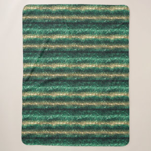 Cobertor Sherpa Natal Brilho Verde Dourado