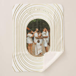 Cobertor Sherpa Natal Dourado da família de fotos personalizadas b