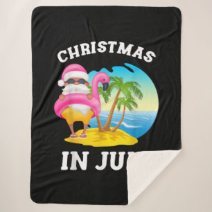 Cobertor Sherpa Natal Em Julho Papais noeis Flamingo Piscina Verã