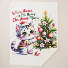 Cobertor Sherpa Natal Felino Aconchegante - Presente de Inverno Ac