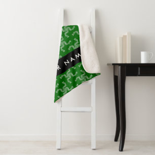 Cobertor Sherpa Natal Garland, Verde, Seu nome, Personalize