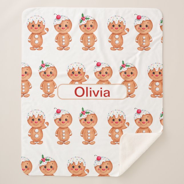 Cobertor Sherpa Natal personalizado do biscoito de gengibre (Frente)