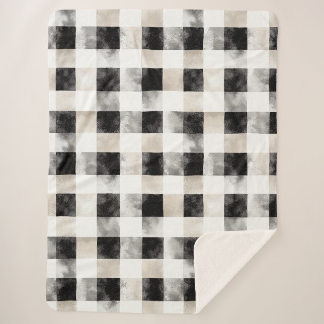 Cobertor Sherpa Natal Russo de Prata Branca Negra (Frente)