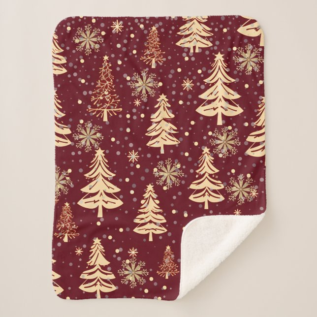 Cobertor Sherpa Natal Russo Vermelho e Dourado (Frente)