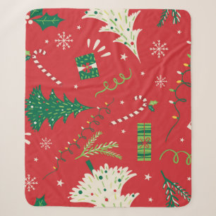Cobertor Sherpa Natal vintage: design ornamental.