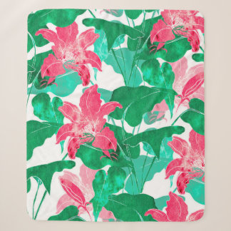 Cobertor Sherpa nature flowers and leaves colorful seamless patter