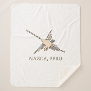 Cobertor Sherpa Nazca Hummingbird Geoglyph Newsprint