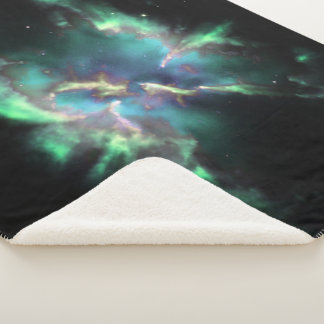 Cobertor Sherpa Nebulosa Planetária Verde Menta Fleece Periwinkle