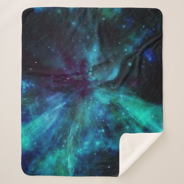 Cobertor Sherpa Nebulosa Turquesa e Roxa  (Frente)