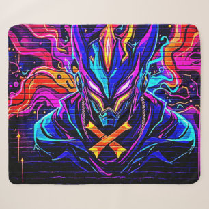 Cobertor Sherpa Neon Cyber Guardian Art