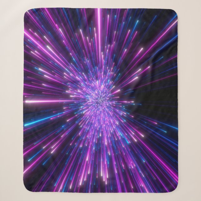 Cobertor Sherpa Neon Galaxy - Fundo do Abstrato Cósmico (Frente)