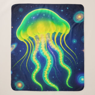 Cobertor Sherpa Neon Jellyfish Cósmico