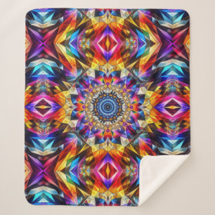 Cobertor Sherpa Neon Kaleidoscope Design