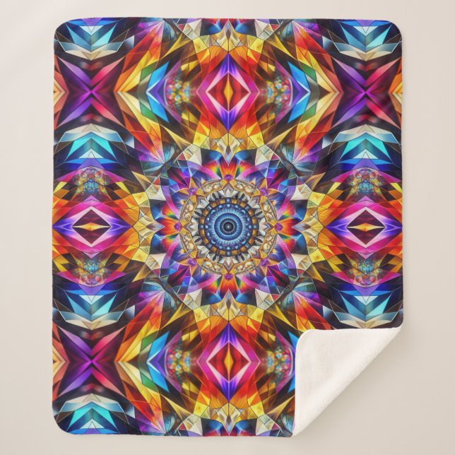 Cobertor Sherpa Neon Kaleidoscope Design (Frente)