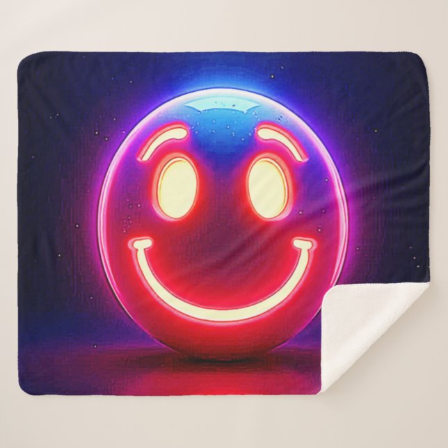 Cobertor Sherpa Neon Smile: Feliz Brilho (Frente (Horizontal))