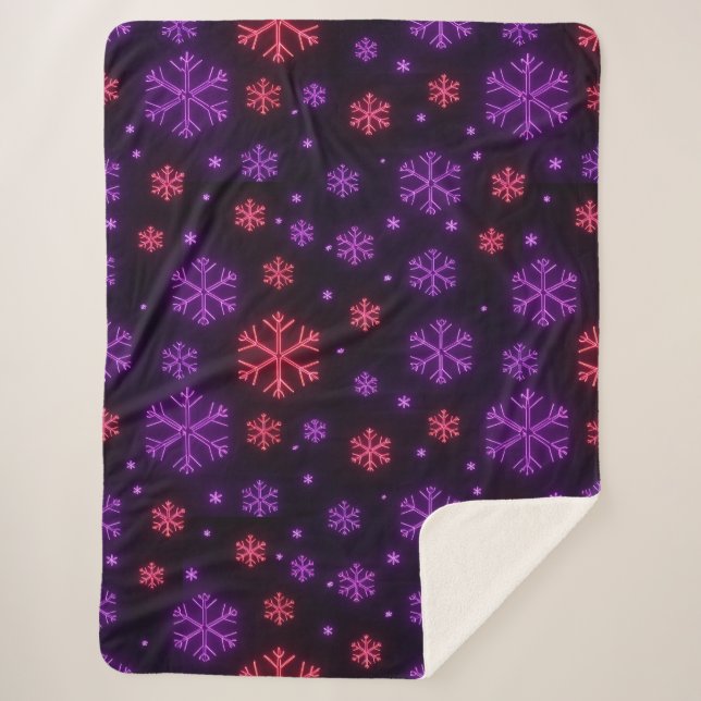 Cobertor Sherpa Neon Snowflakes (Frente)