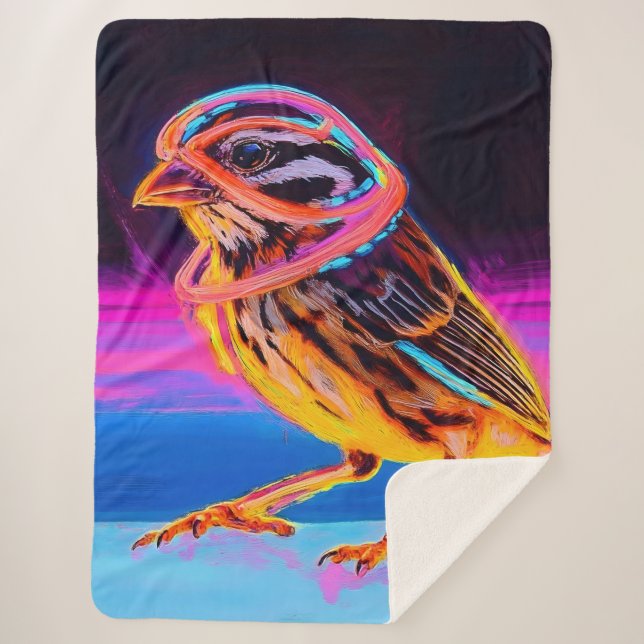 Cobertor Sherpa Neon Sparrow com Acentos Brilhantes (Frente)