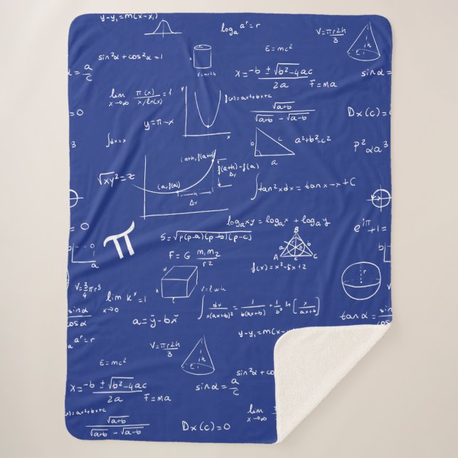 Cobertor Sherpa Nerd de álgebra de Fórmulas de Matemática Azul (Frente)