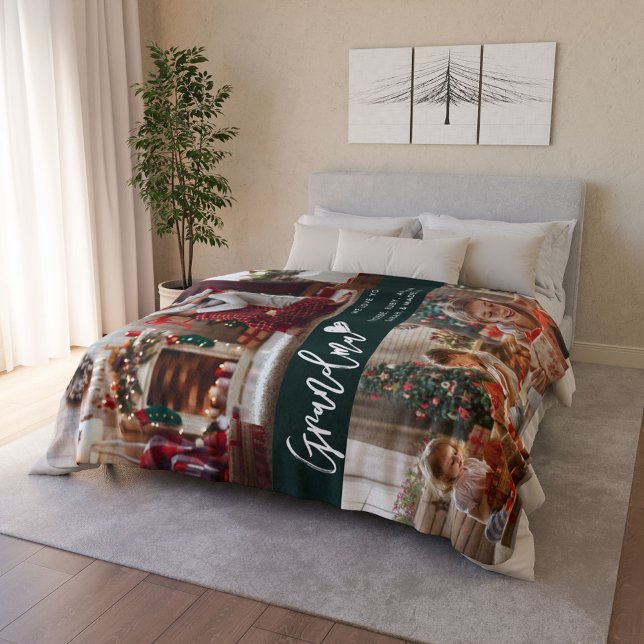 Cobertor Sherpa Netos Gramdma - Natal da Colagem de Fotos (Gramdma Grandkids Photo Collage Christmas Sherpa Blanket)