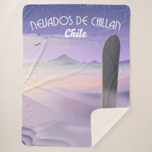 Cobertor Sherpa Nevados de Chillan, poster de Snowboard do Chile.