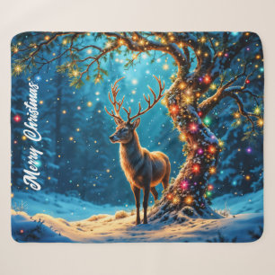 Cobertor Sherpa Neve de Natal brilho brilhante colorido