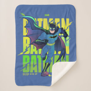 Cobertor Sherpa Never Give Up Batman Running Graphic