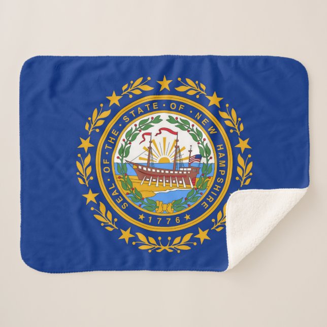 Cobertor Sherpa New Hampshire State Flag Impressão Patriotic (Frente (Horizontal))