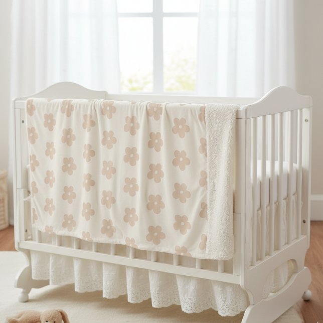 Cobertor Sherpa Newborn Photo Prop, Blush Daisy Floral (Criador carregado)