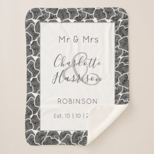 Cobertor Sherpa Newlyweds Sr. e Sra. Personalizada Doninha de Casa