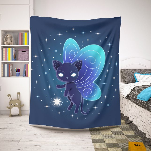Cobertor Sherpa Night Star Fairy Pixie Cat (Criador carregado)