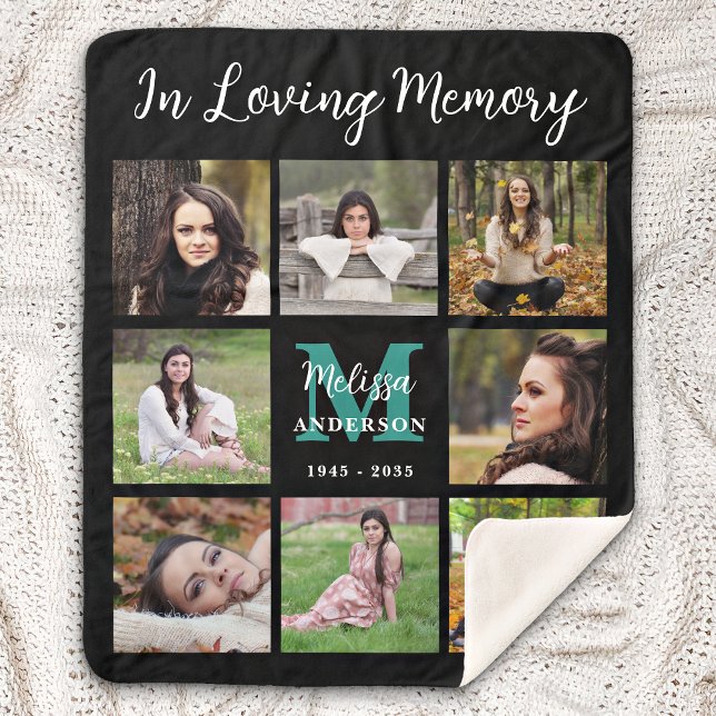 Cobertor Sherpa No Loving Memory Personalize 8 Picture Memorial (Criador carregado)