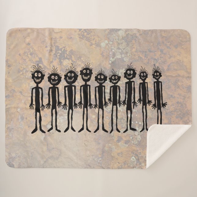 Cobertor Sherpa Noite dos Gigantes Caminhando Petroglicph (Frente (Horizontal))