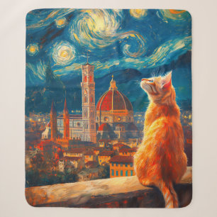 Cobertor Sherpa Noite Estrelada sobre Florença Arte de Gato Lara