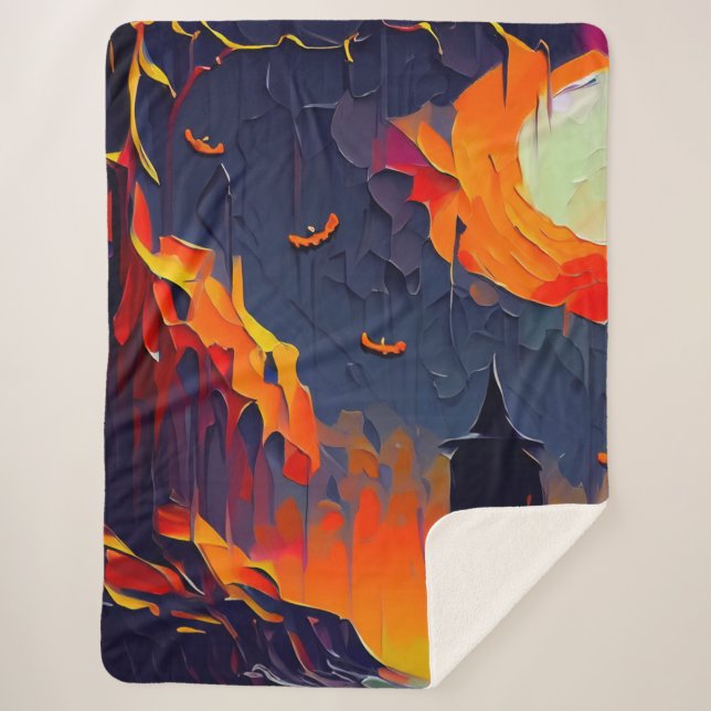 Cobertor Sherpa Noite Moderna de Halloween Abstrato (Frente)