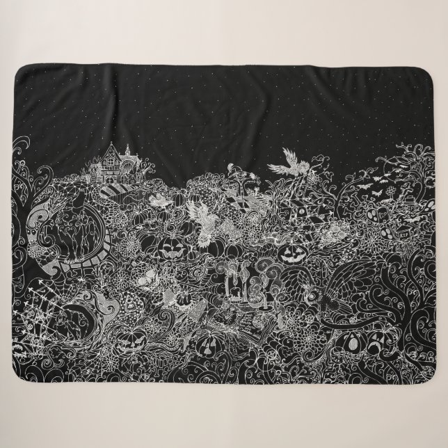 Cobertor Sherpa Noites de Halloween  (Frente (Horizontal))
