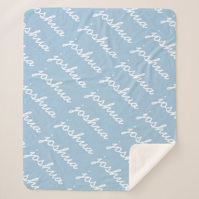 Cobertor Sherpa Nome Cursivo Azul do Add-YourName Sherpa Blanket (Frente)