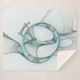 Cobertor Sherpa Nome da Cinza Abstrato Fractal Azul Turquesa