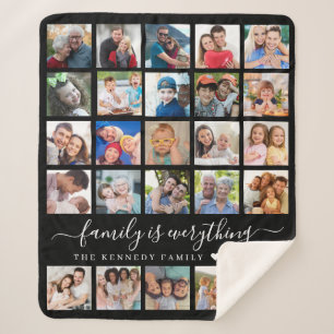 Cobertor Sherpa Nome da Família de Cotação de Colagem de Foto Simp