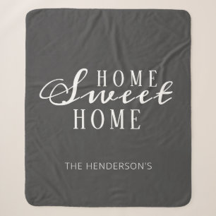 Cobertor Sherpa Nome da família "Home Sweet Home" Personalizado