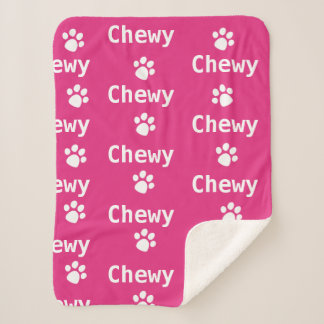 Cobertor Sherpa Nome da Pata Cachorra Branco Rosa