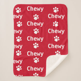 Cobertor Sherpa Nome da Pata Cachorro Branco Vermelho