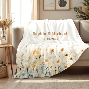 Cobertor Sherpa Nome Data Casal Floral Aquarela